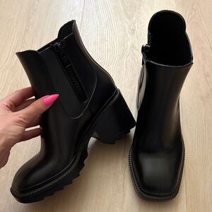 INC Black Chelsea Block Heel Ankle Boots